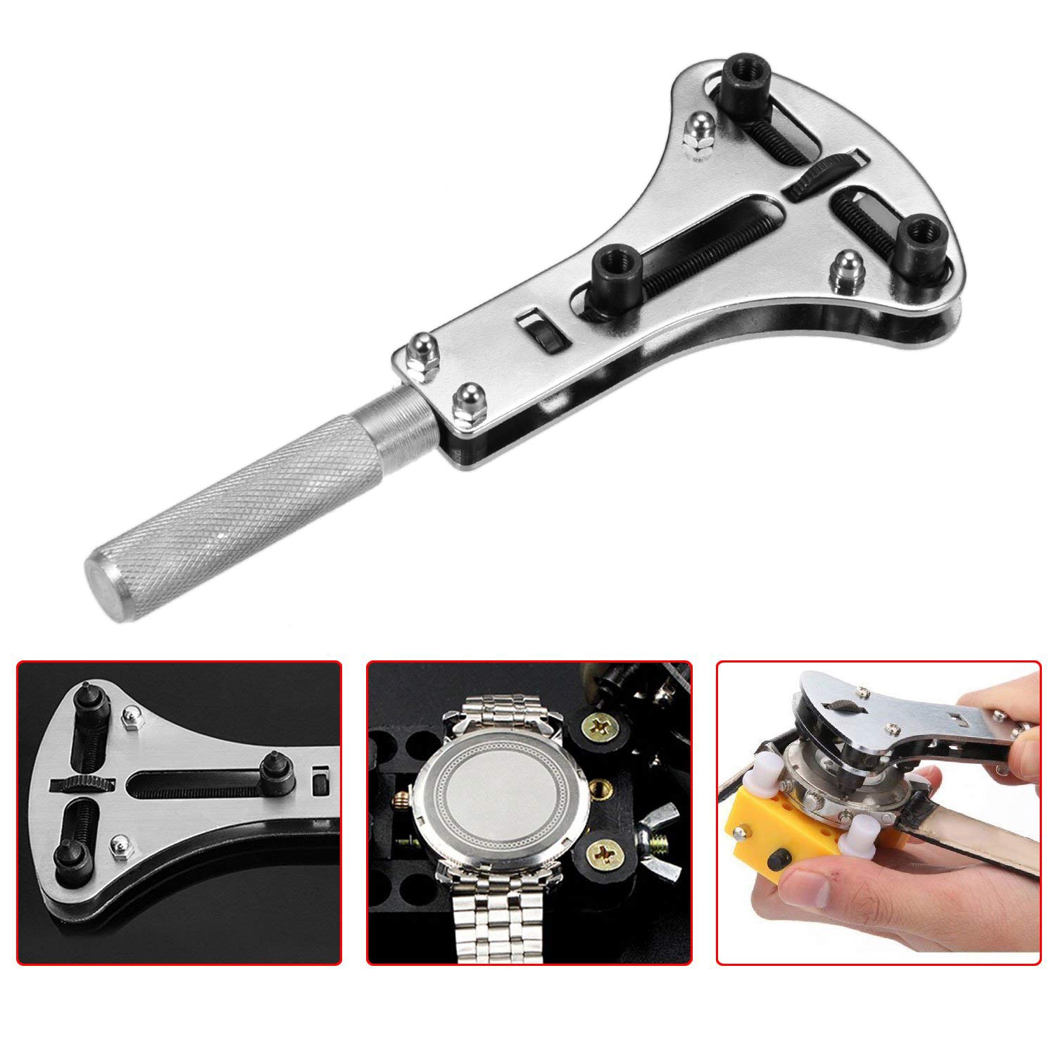 Ouvreur De Fond De Montre – Clé Ajustable Jusqu’à 55 Mm, Avec 18 Embouts