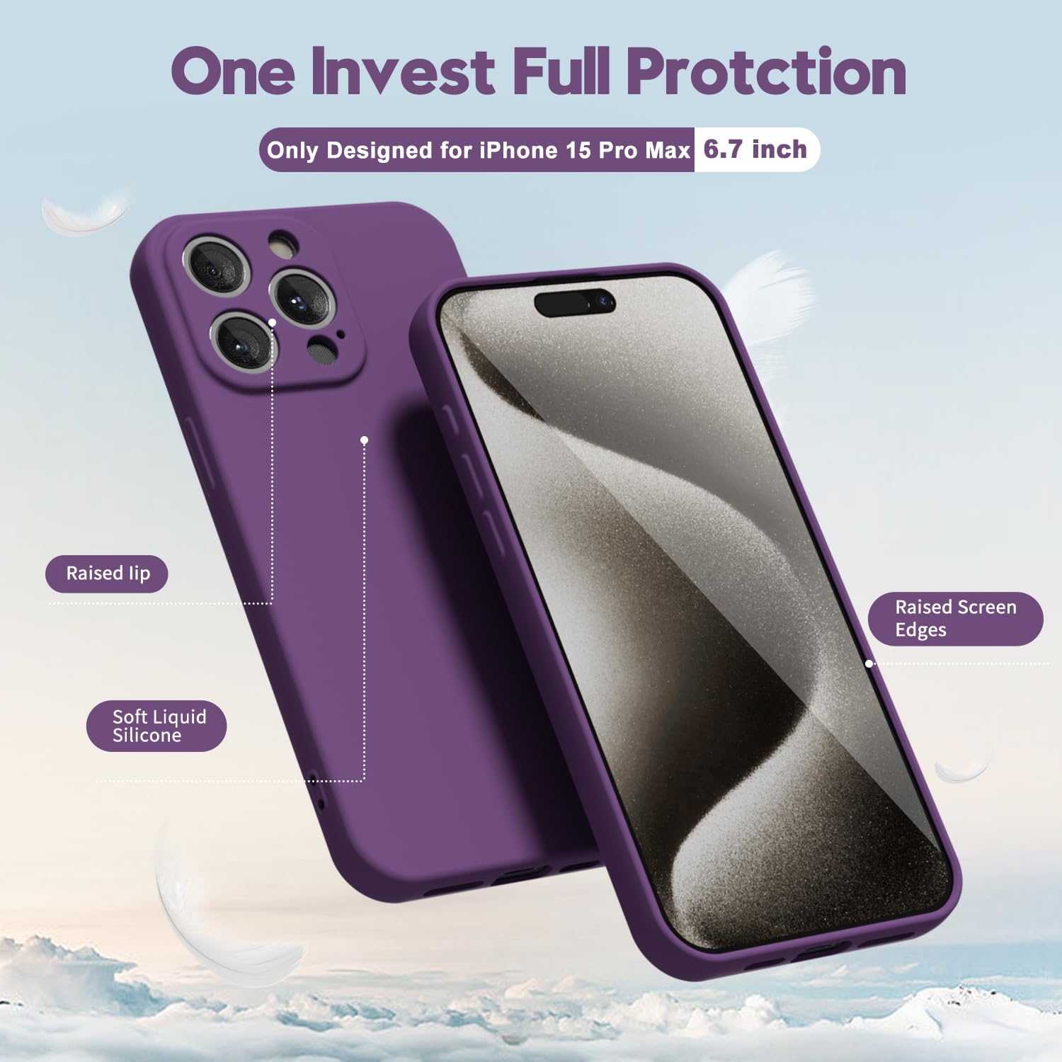 oakxco for iPhone 16 Pro Max Case Liquid Silicone, Soft Rubber Gel Elegant Aesthetic Basic Simple Cover, Cute Thin Slim TPU Matte Solid Color Plain Smooth Case for Women Girl, Light Pink — view 1158