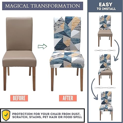 Miniatura 4 de SPRINGRICO Fundas para sillas de comedor, paquete de 6, fundas elásticas para sillas de comedor, de elastano, lavables, fundas para sillas Parsons,