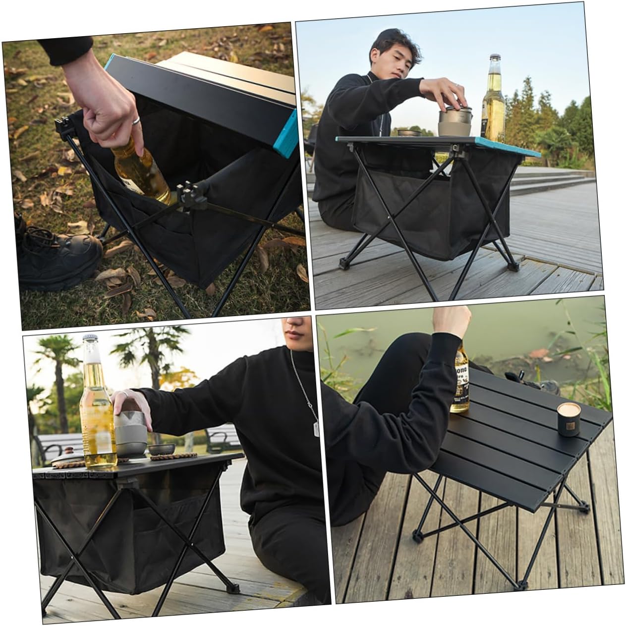 Folding Outdoor Camping Table Storage Bag Lightweight Picnic Table for BBQ Beach Tailgate and Picnics Easy to Assemble and Portable