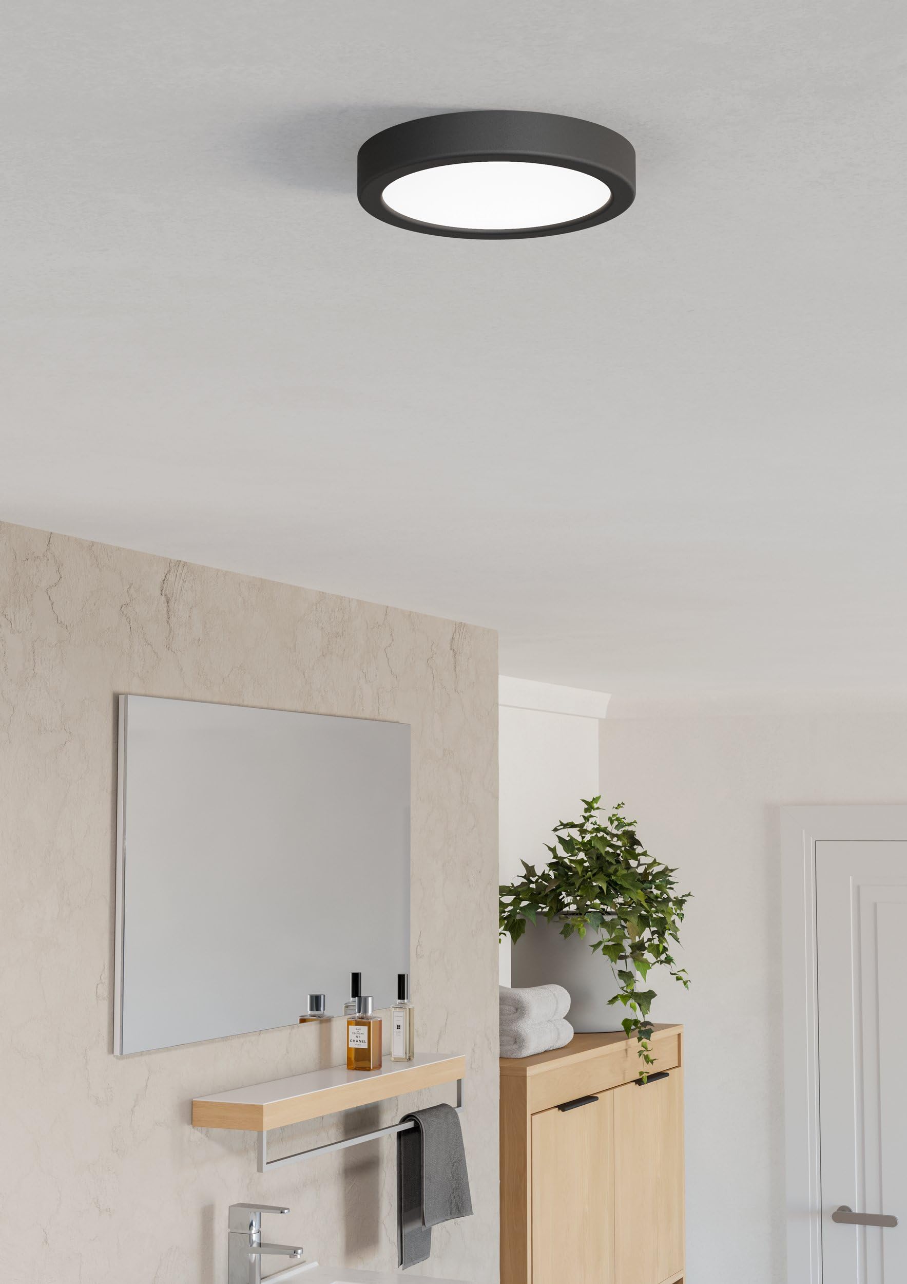 LED plafondlamp Fueva 5 IP44 3000K chroom 21x21cm LED plafondlamp Fueva 5 IP44 3000K chroom 21x21cm