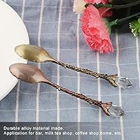 Vista 6 de 2 cucharas de café, cuchara de postre con patrón vintage de cabeza de cristal, cuchara de barra de aleación de zinc para el hogar, restaurante