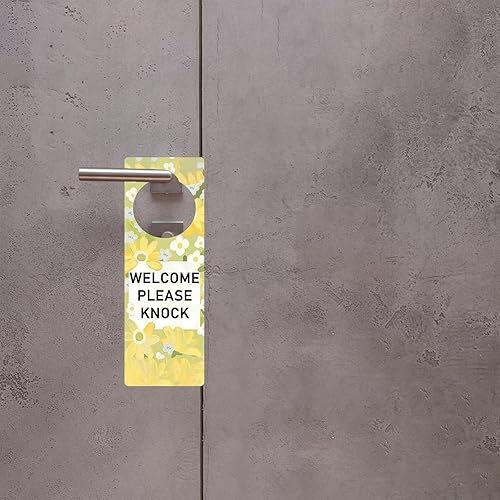 Miniatura 6 de Paquete de 2 letreros con diseño de flores para colgar en la puerta, con texto en inglés "Do Not Disturb on Front and Welcome Please Knock on Back",