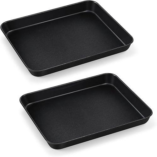 Miniatura 8 de TeamFar Bandeja pequeña para horno tostadora, 9.25 x 7 x 1 pulgadas, acero al carbono, con revestimiento antiadherente, mini tostadora para horno,