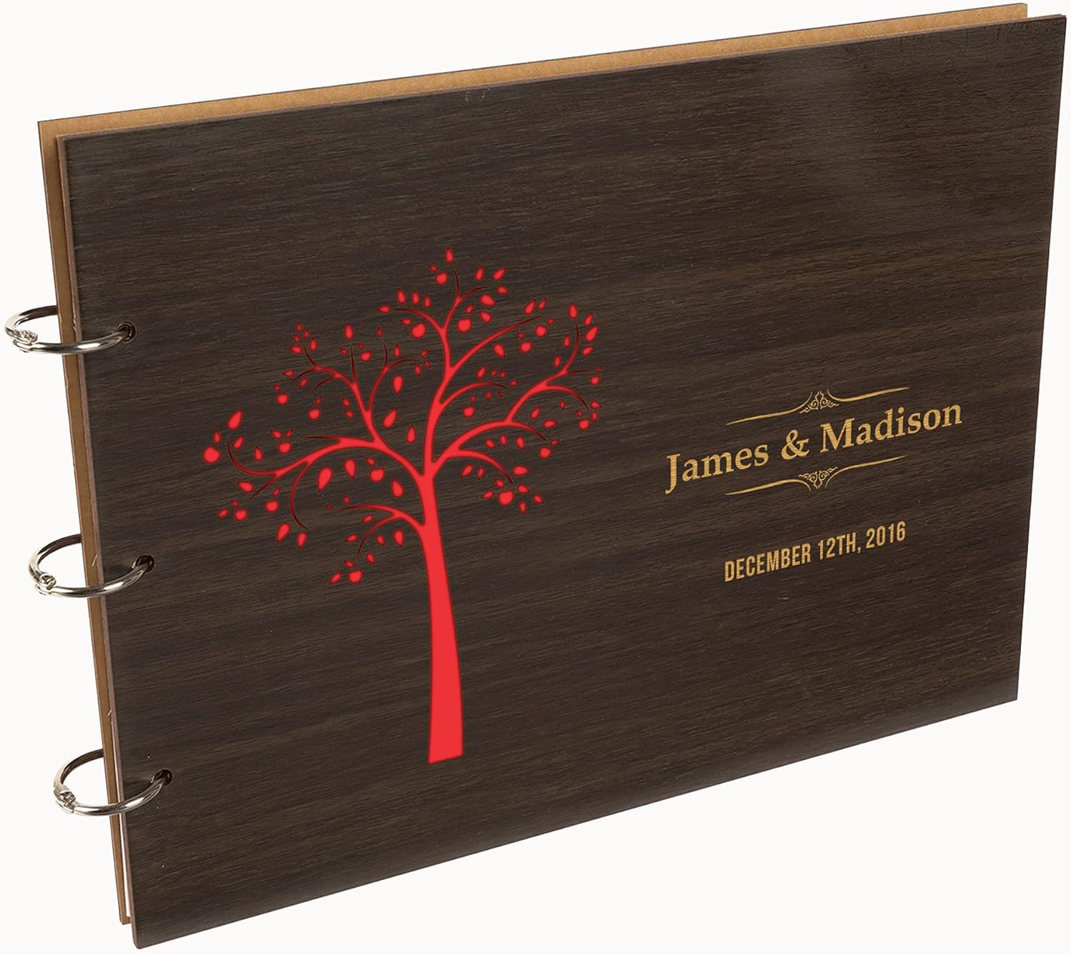 Darling Souvenir Personalized Engraved Laser Cut Wedding Guest Book Wooden Cover Sign-in Book Registry Guestbook Scrapbook-YD