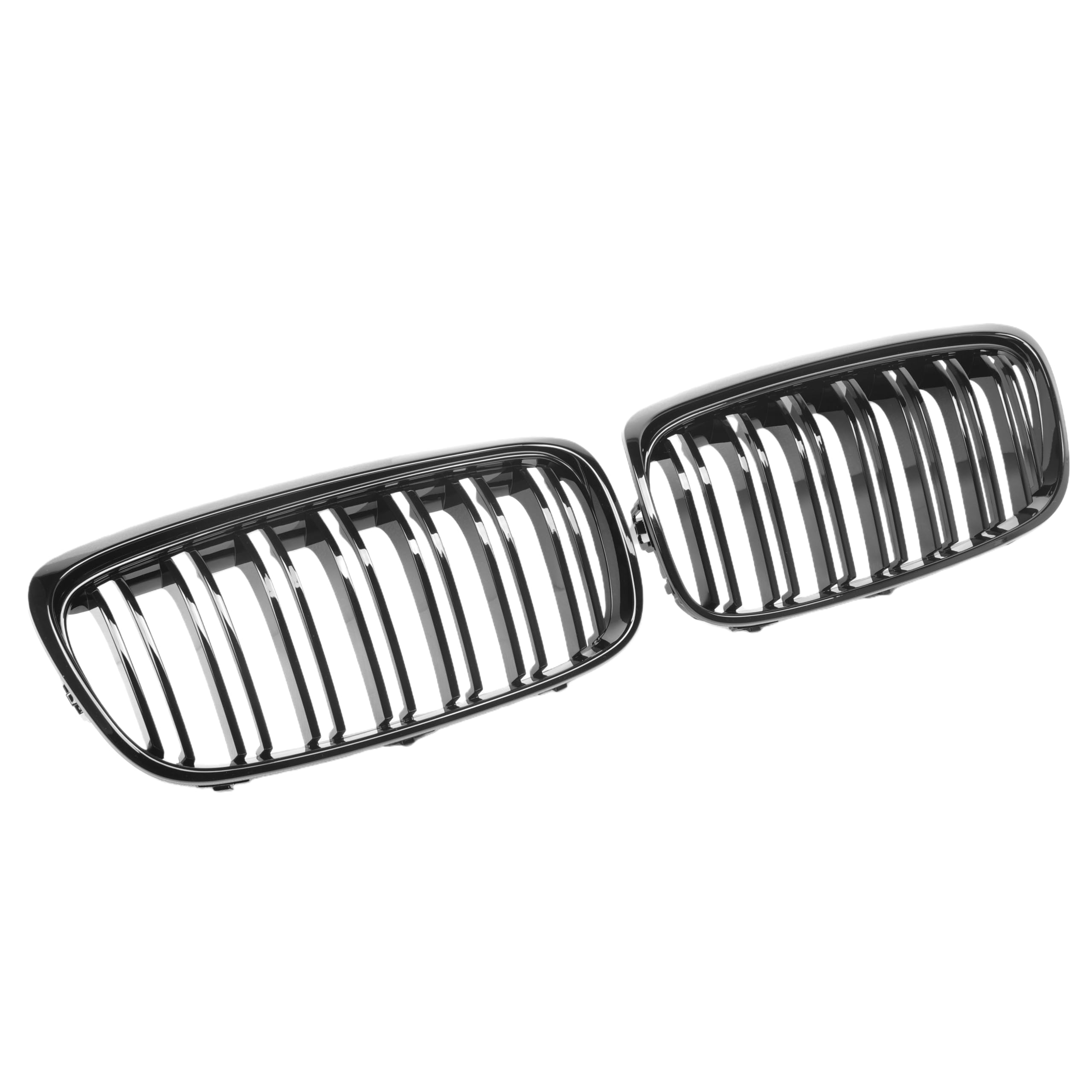Sport Kühlergrill Nieren kompatibel mit BMW 2er F45 F46 Bj. 2012-2018 Glanz Schwarz Doppelsteg Grill