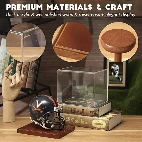 Miniatura 58 de JupDec Estuche de exhibición de pelotas de golf de acrílico transparente con base de madera y camiseta, caja de almacenamiento transparente