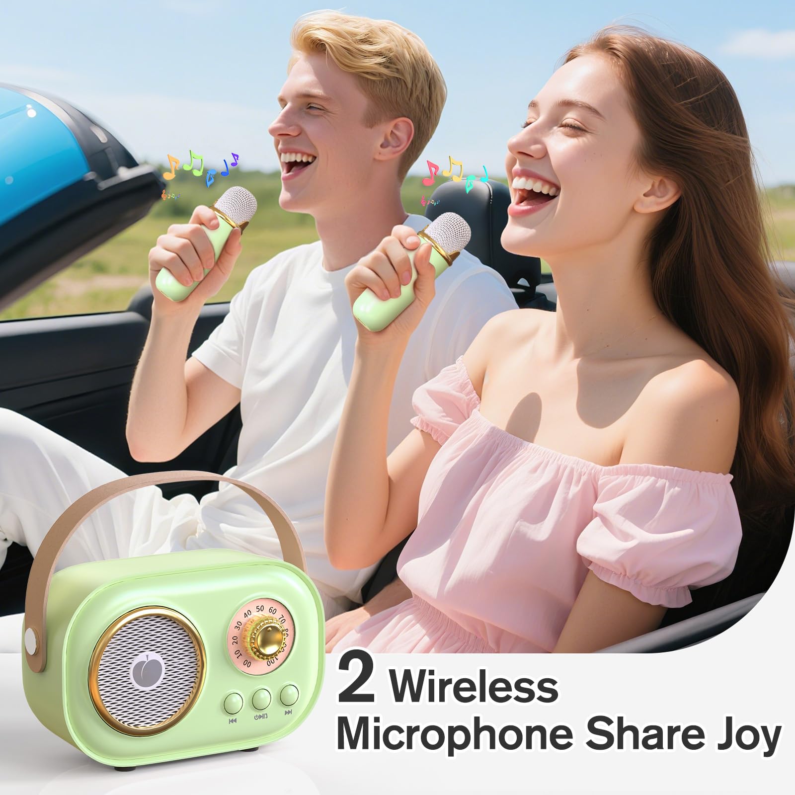Mini máquina de karaoke para niños y adultos, altavoz portátil de karaoke Bluetooth con 2 micrófonos inalámbricos, juguetes regalos para niñas de 4, 5, 6, 7, 8, 9, 10, 11, 12 años en adelante (C20 4