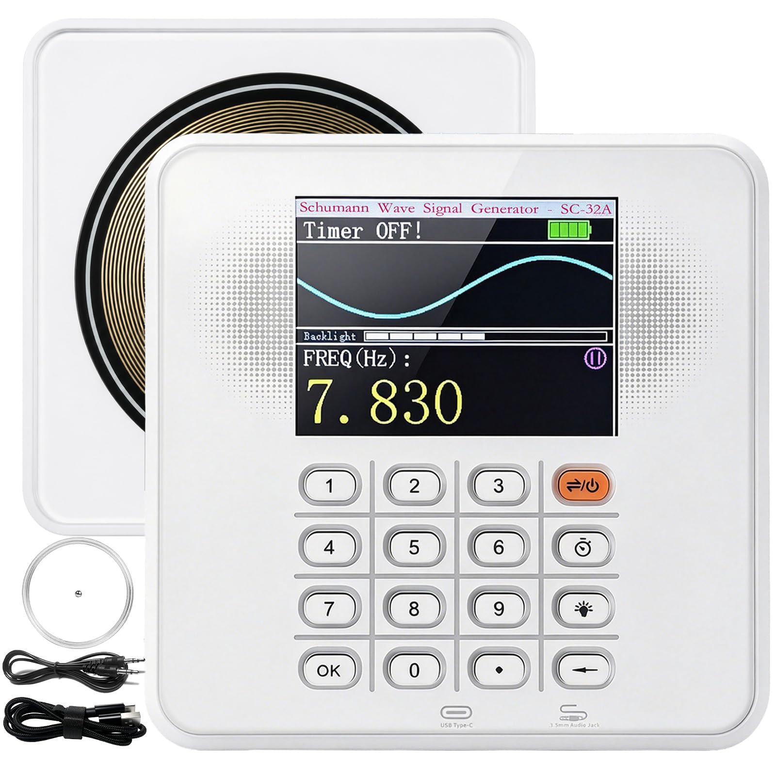 Schumann Resonance Generator, Adjustable from 0.01Hz-200kHz, Frequency Generator with Timer and USB-C Rechargeable, Suitable for Bedroom Meditation, Yoga