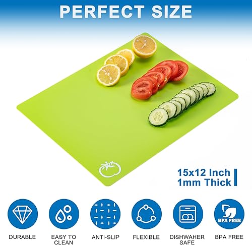 Miniatura 2 de 5 tablas de cortar flexibles, sin BPA, tablas de cortar de plástico para cocina, alfombrilla de corte antideslizante para carne y verduras