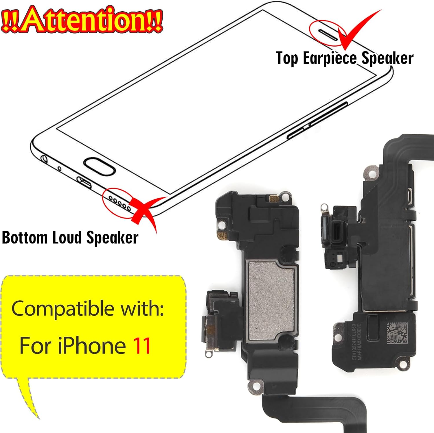 Earpiece Speaker for iPhone 11 - Replacement with Light, Proximity Sensor, Flex Cable and Repair Tools