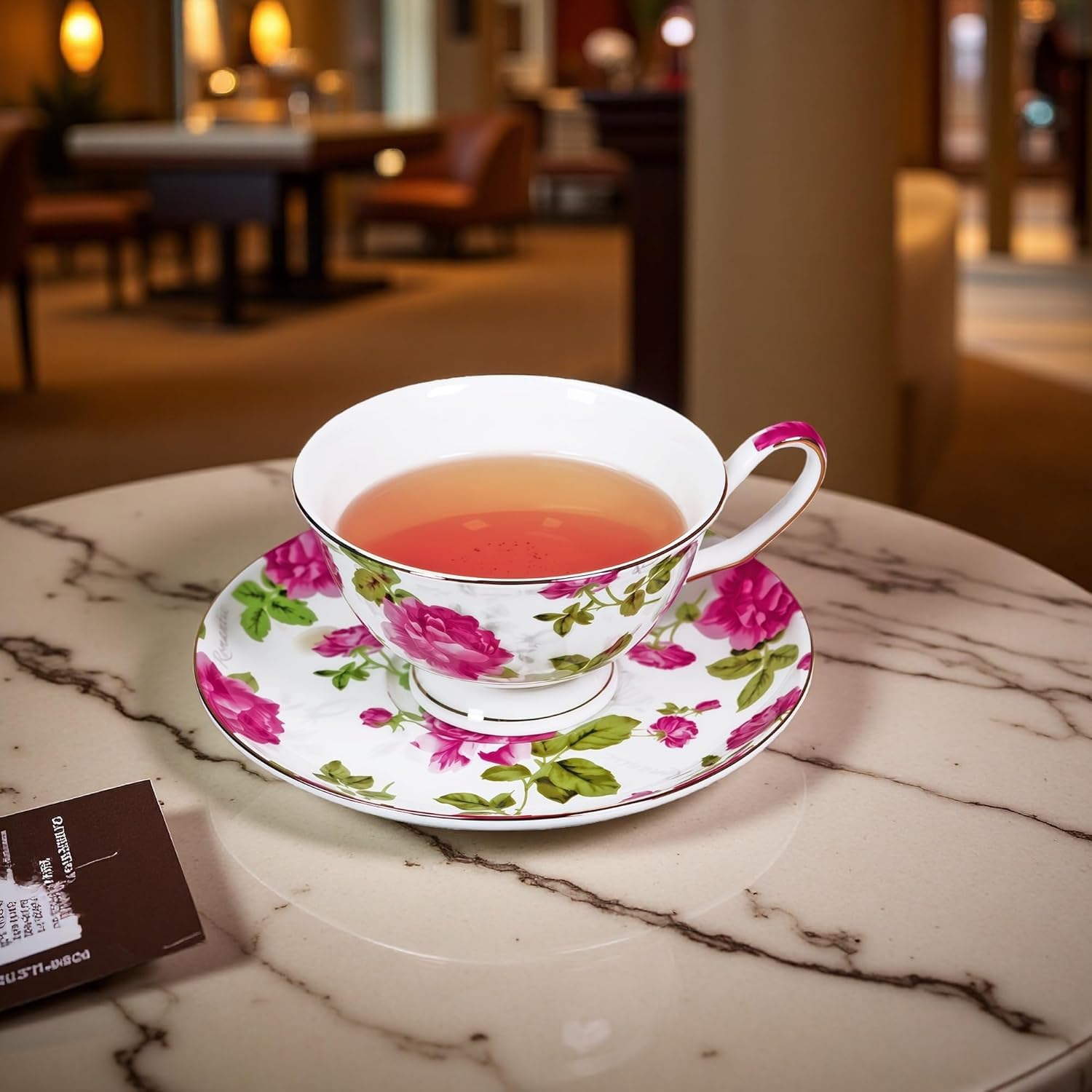 Tea cup and Saucer Set Royal Garden Style Tea Coffee Cup with Saucer 7 Ounces Bone China Teacup and saucer Set (Floral-3)