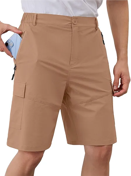 Moodclo Men's Quick Dry Hiking Cargo Shorts Lightweight UPF 50+ Outdoor Climbing Work Shorts with Zipper Pockets S-2XL