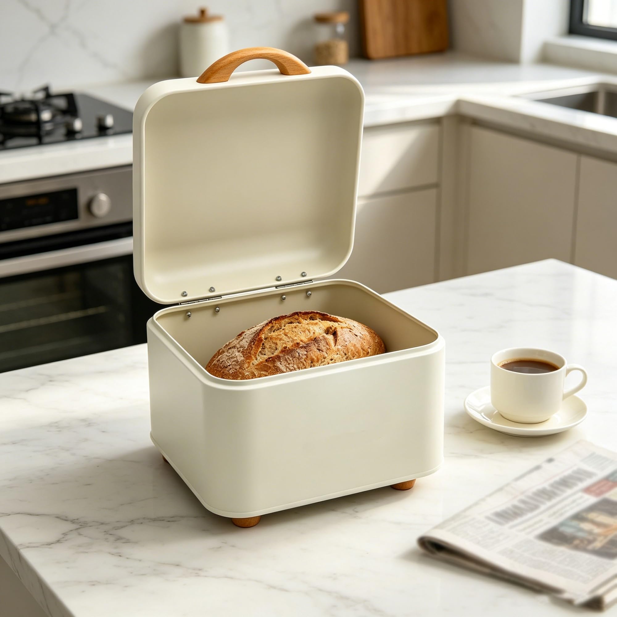 Portapane in metallo con coperchio, portapane dal design retrò, adatto for cucina e sala da pranzo