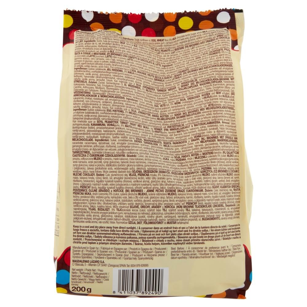Mr. Brownie Brownies Tortine al Cioccolato con Confetti Colorati di Cioccolato a Latte 200g [CAIYA® BOX da 6 Confezioni]