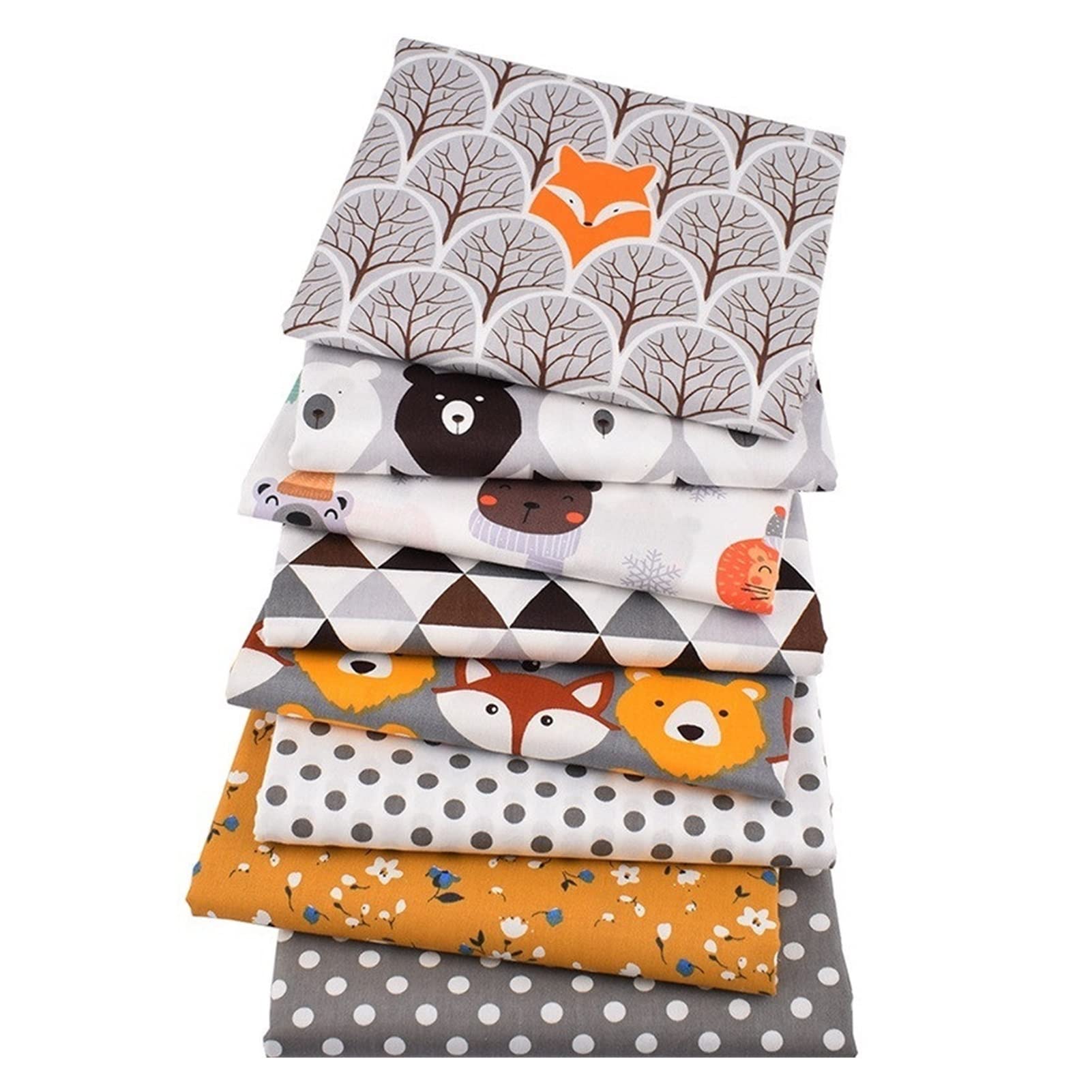 8pcs/Lote, Serie de Animales de la Jungla, Tela de algodón de Sarga Impresa, Tela de Mosaico, Bricolaje Coser Material de Acolchado for y niño Telas