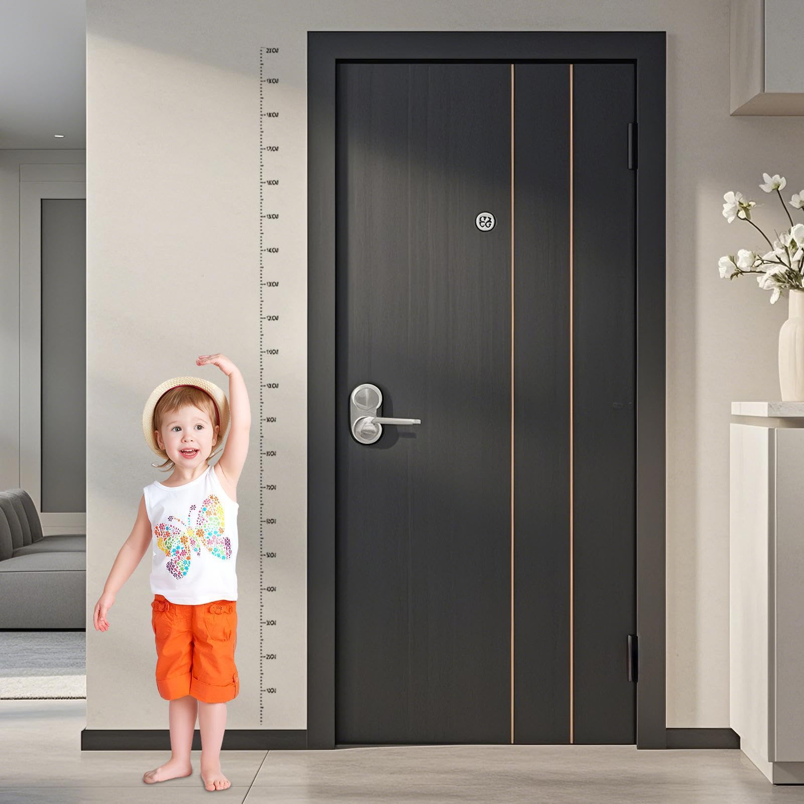 Kids Height Wall Chart Sticker | 0-200cm Waterproof Adhesive Growth Chart with Removable Design | Height Measure Tool for Kids Boys Girls Nursery Bedroom Playroom Kindergarten Wall Decor — view 4