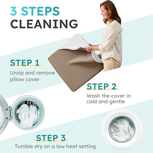 Miniatura 6 de Bedluxe Almohada de cuña, almohada de cuña de cama de 10 pulgadas para cabecero, almohada de cuña para alivio del reflujo ácido, dormir, después de