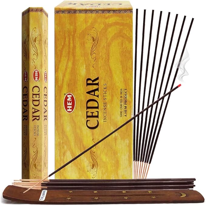 Cedar Incense Sticks and Incense Stick Holder Bundle