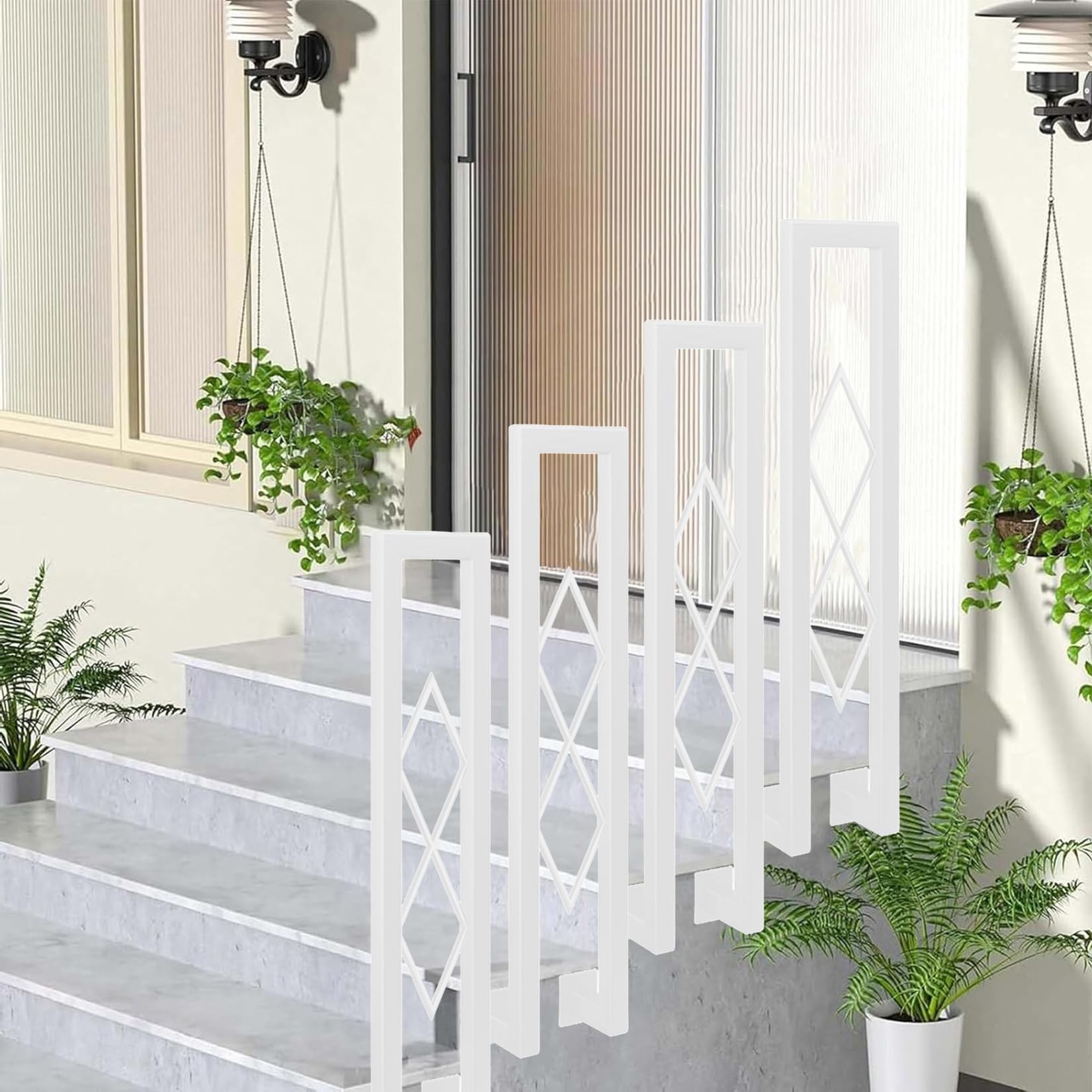 Corrimano A U Per Scale Interne Ed Esterne - Ringhiera In Ferro Battuto Con Kit Di Montaggio, Design Moderno