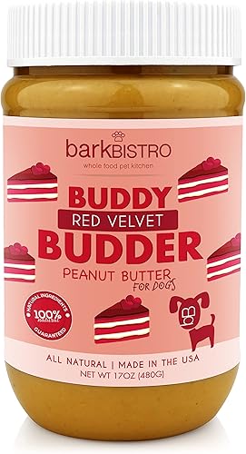 Miniatura 1 de BUDDY BUDDER Terciopelo rojo mantequilla de maní 100 natural para perro golosinas saludables de mantequilla de maní para perros cosas en juguete