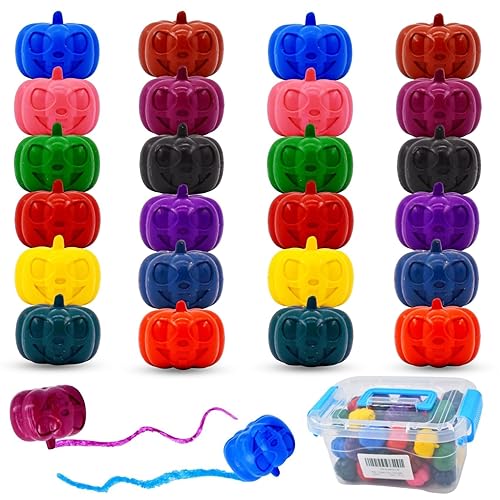 24 Count Halloween Pumpkin Kids Crayons, 12 Colors Non Toxic