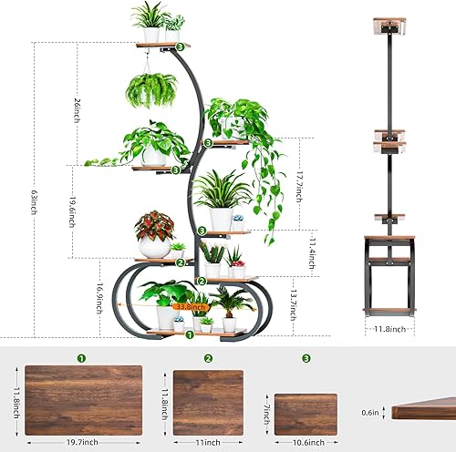 Miniatura 6 de Acnusik - Soporte para plantas de interior con luces de crecimiento, estante iluminado de 63" de altura para múltiples plantas, estante de plantas