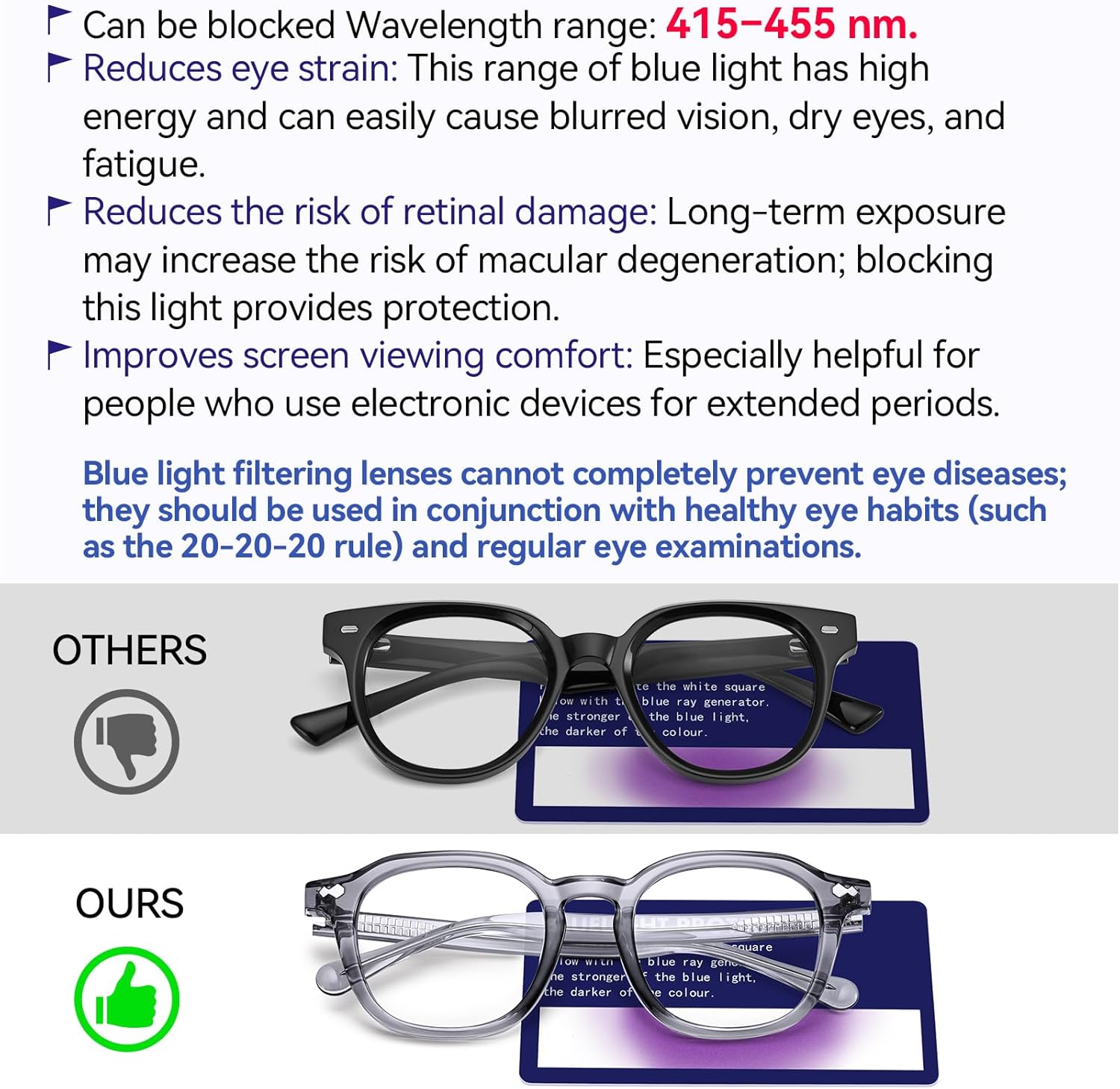 Dollger Blue light Glasses for Women Men Non-prescription Square Frame Computer Screen Blue light Blocking Eyeglasses - Image 5