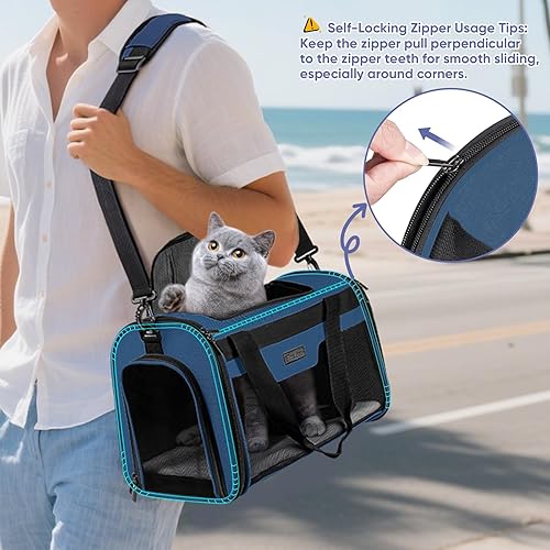 Miniatura 33 de BALEINE Transportador para gatos, cachorros y cachorros para mascotas pequeñas y medianas de hasta 15 libras, bolsa de viaje para perros de lados