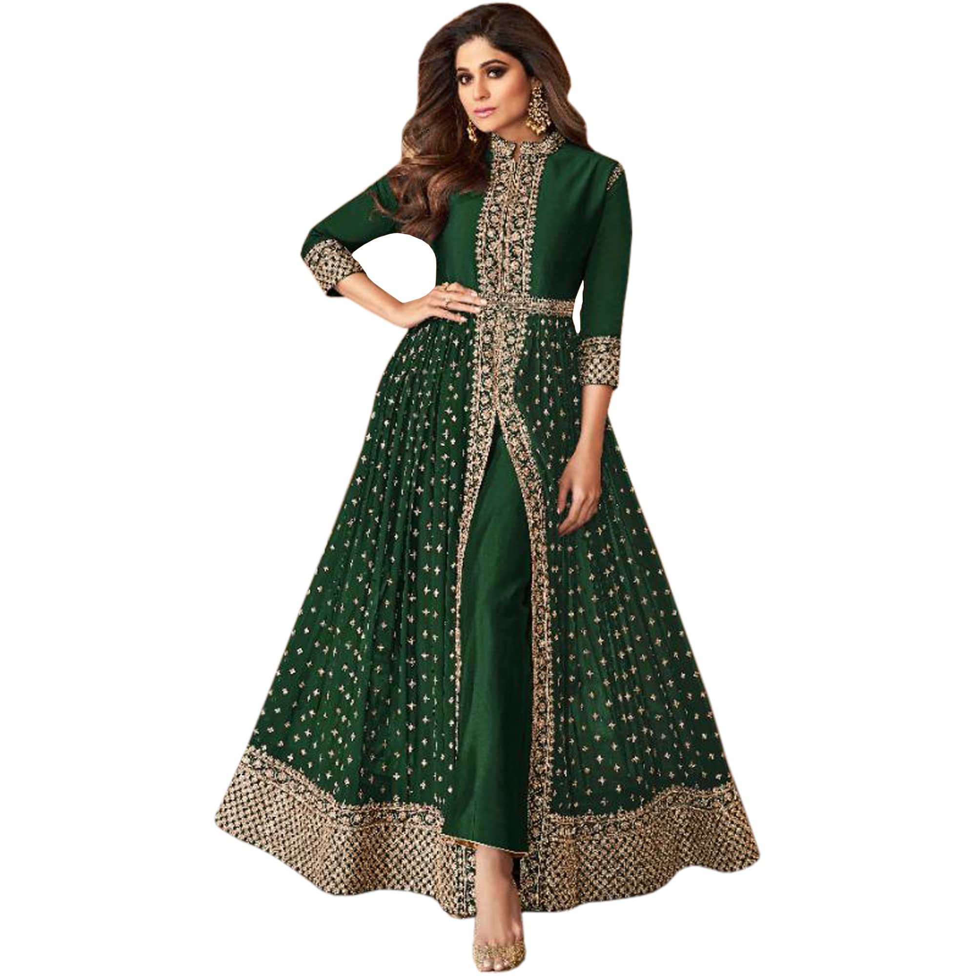 Indian Wear Salwar Kameez Pant Suits Pakistaanse plus size broek broek broek Shalwar jurk met Dupatta, Blauw, 40