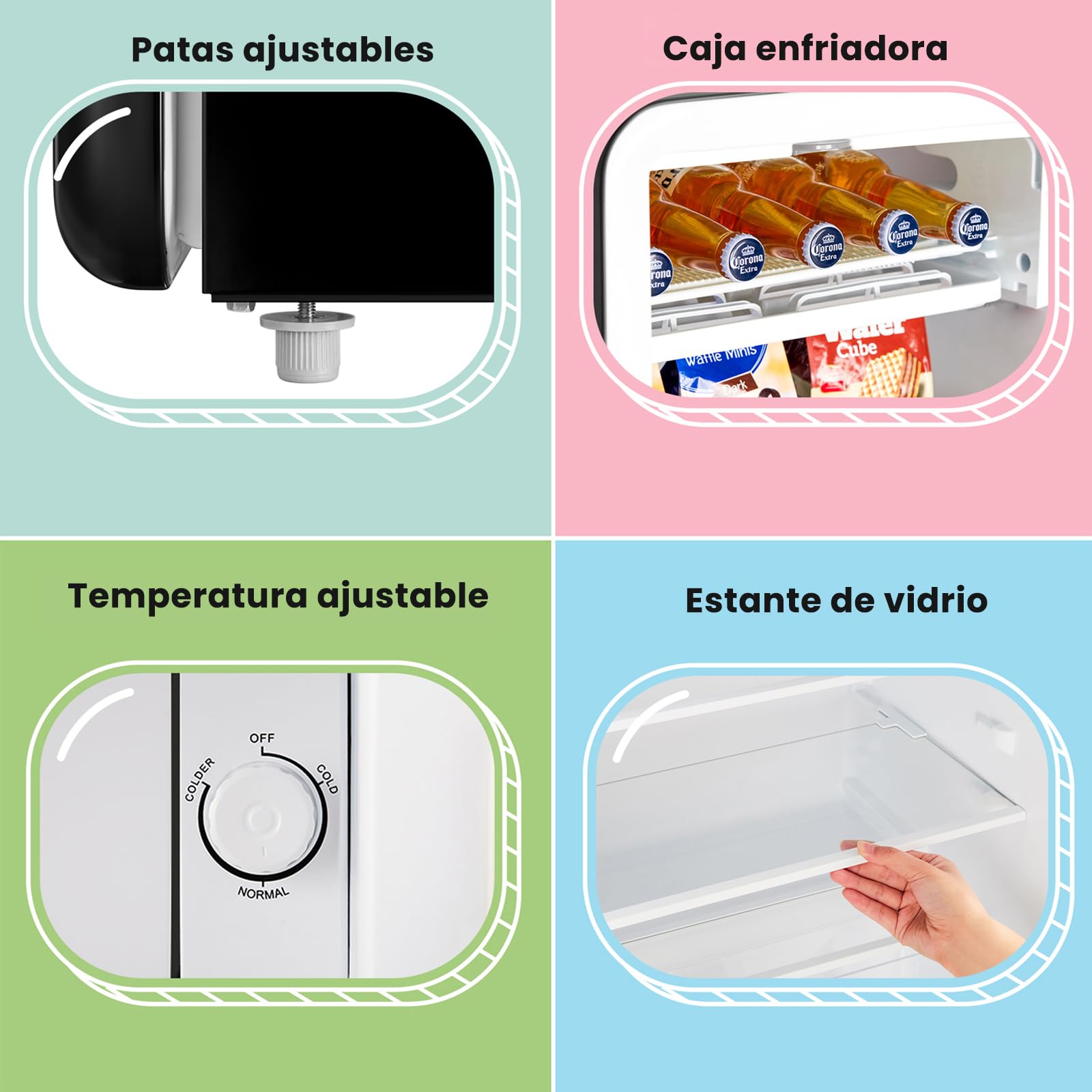 Comfee' 93L Refrigerador Bajo Encimera, Diseño Retro, Negro | Independiente con Compartimento Enfriador, Termostatos Ajustables, Luz LED, Ideal para Hogar y Oficina