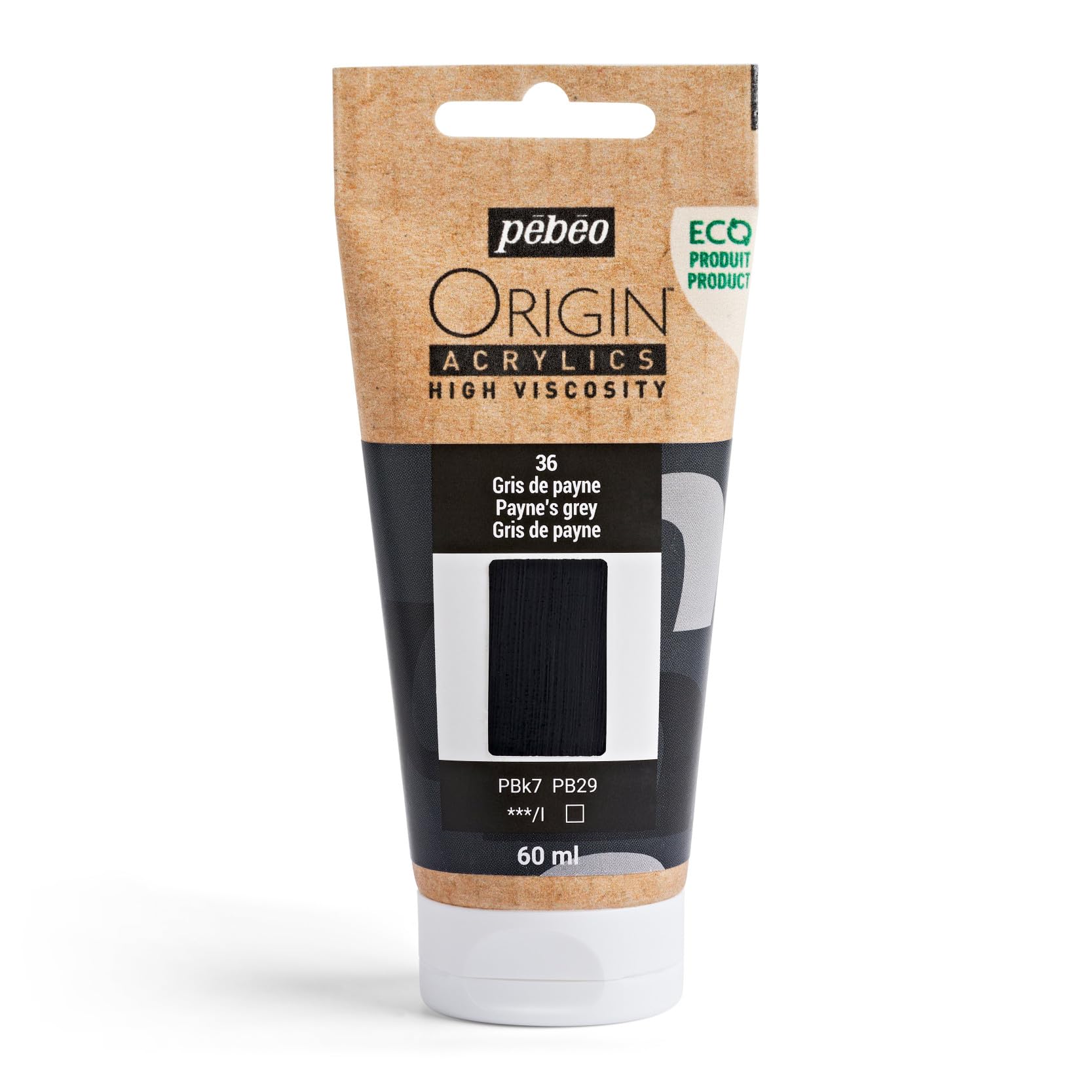 PEBEO - Origin Acrylics 60 ml - Eco-designed Acrylic Paint - High Viscosity - Matt Finish - 100% Recycled Binder - 96% European Raw Materials - Payne Grey — image 1