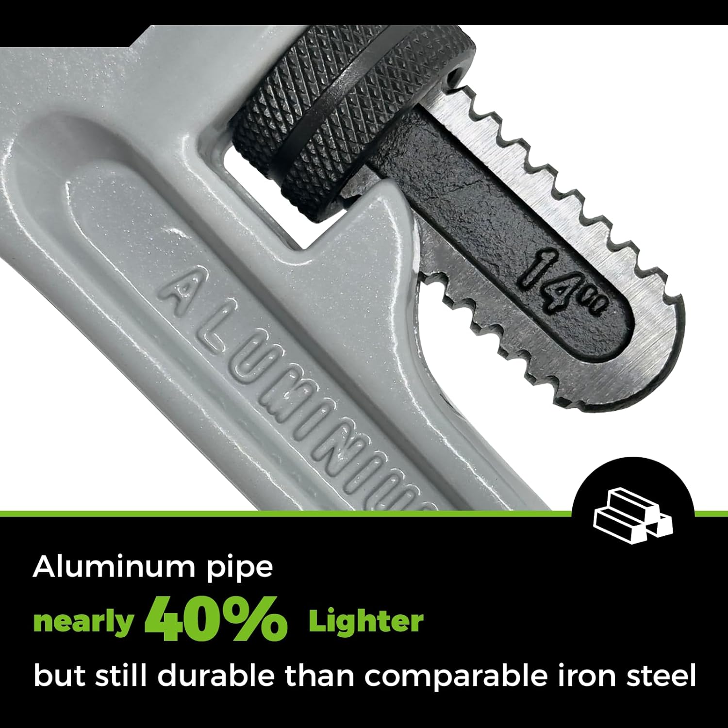 Der Erwachte 3-Piece Heavy Duty Aluminum Straight Pipe Wrench Set, 10", 14", 18", Adjustable Plumbing Wrench Set, Drop Forged, Exceed GGG standard