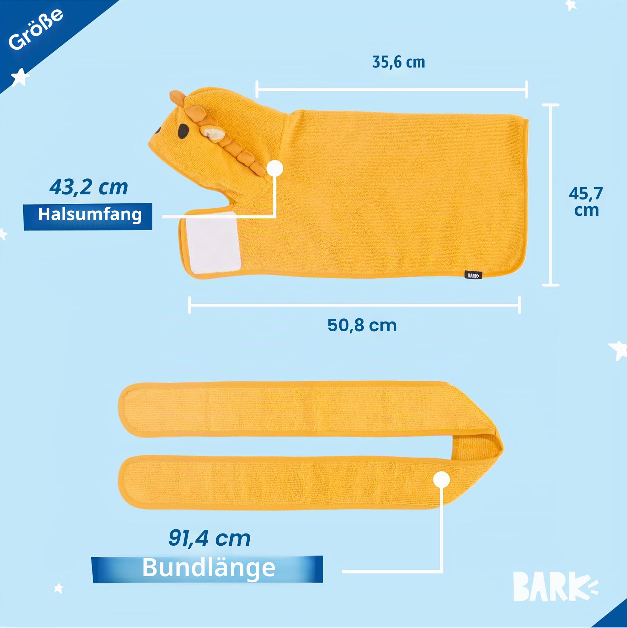 BarkBox Hunde-Bademantel-Handtuch – leicht, super süß, schnell trocknend – Löwe (Größe S)