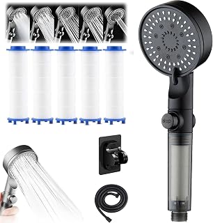 HydroBoost High Pressure 5 Mode Filtered Shower Head, 1 pcs Filtered Shower Head with Handheld, Built-in Power Wash for Hard Water