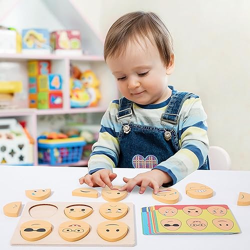 Miniatura 6 de Rompecabezas de expresión de juego de madera a juego para niños pequeños de 1 a 3 años, juguetes Montessori para niños de 1, 2 y 3 años, juguetes