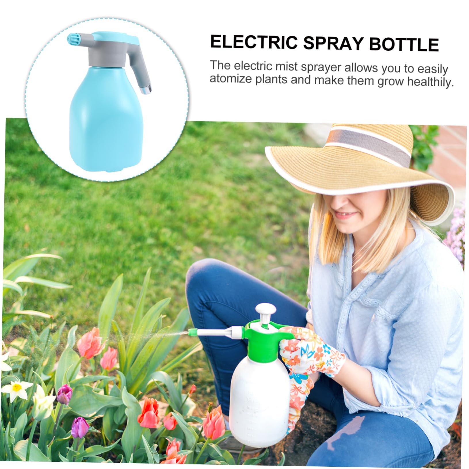 Elektrische Sprühflasche 2l Blau aus Kunststoff für Zuhause | 2200mh Akku, 1 Stück Ausführung, Atomisierung für Pflanzen, Praktische Nutzung im Garten
