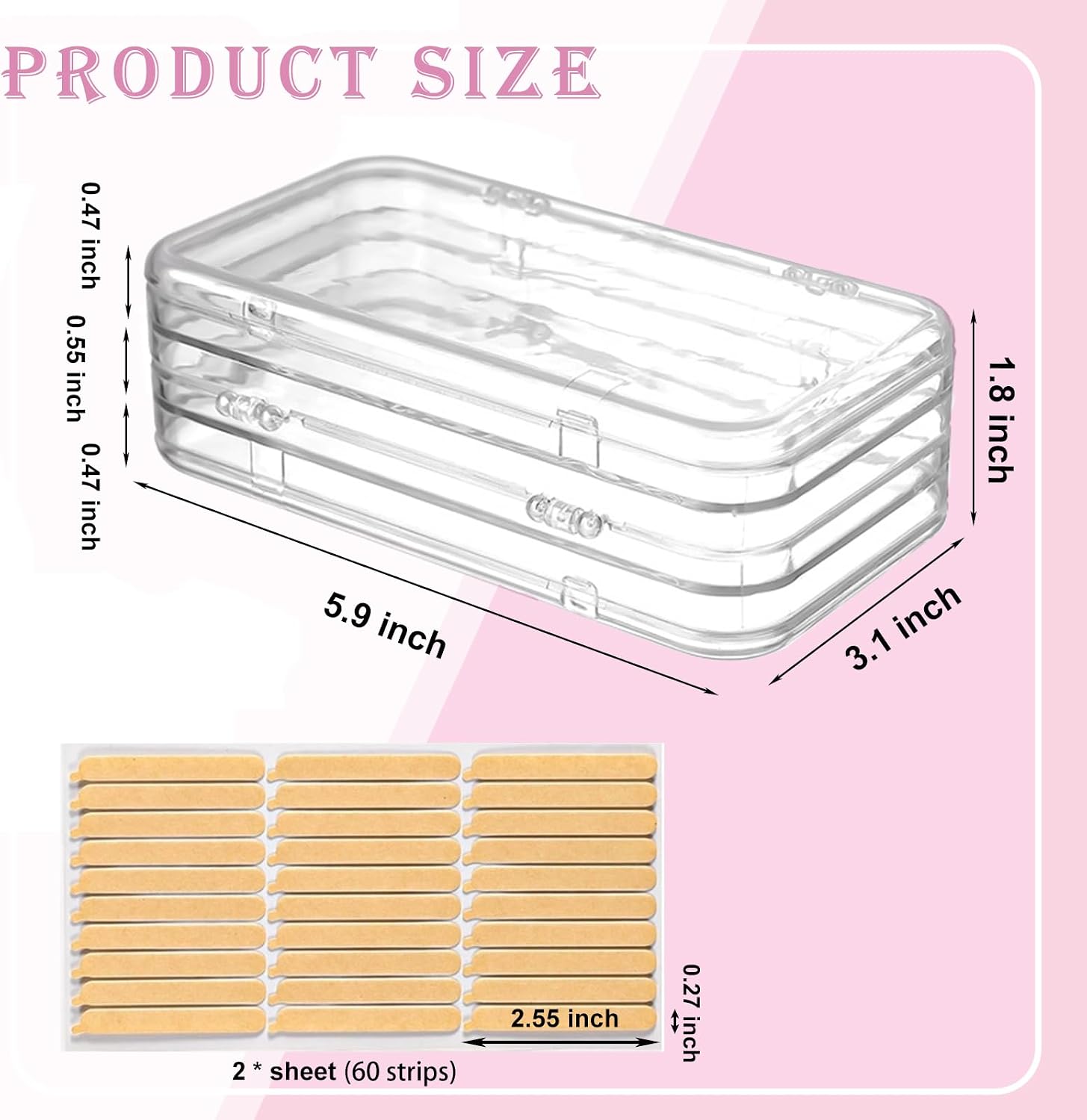 Tri-Fold Press on Nail Storage Box,Portable Press on Nails Organizer Case with 60 Pcs Adhesive Double Sided Nail Tape,False Nail Storage Box for All Size Fake Nails Home Travel Use image 2