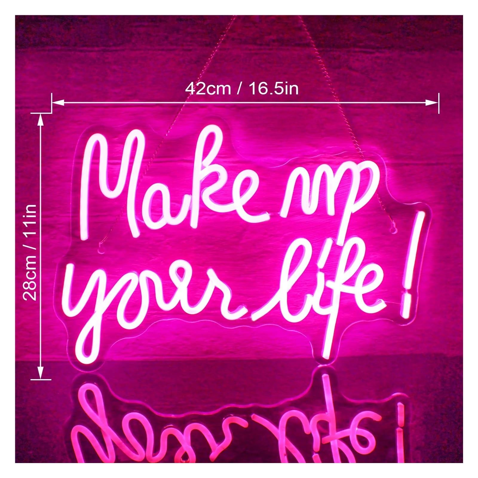 Insegna al Neon Make Up Your Life Insegna Al Neon Personalizzata Luci A Bar Sala Giochi Casa Studio Ristorante Decorazione Murale 42cmх28cm