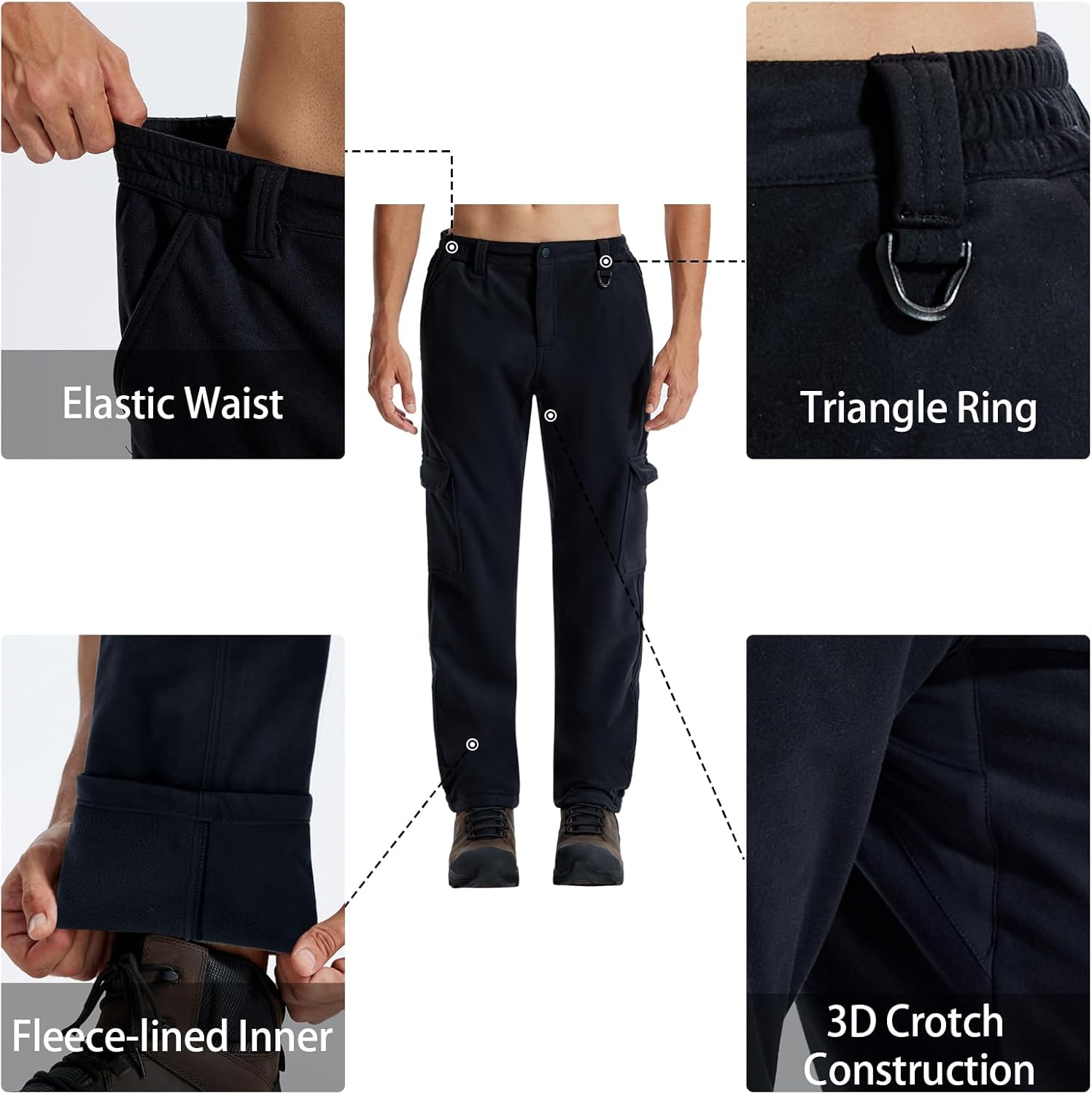 LOOGU Men's Fleece Lined Insulation Camo Hunting Pants Windproof Water-Resistant Softshell Tactical Pants for Men
