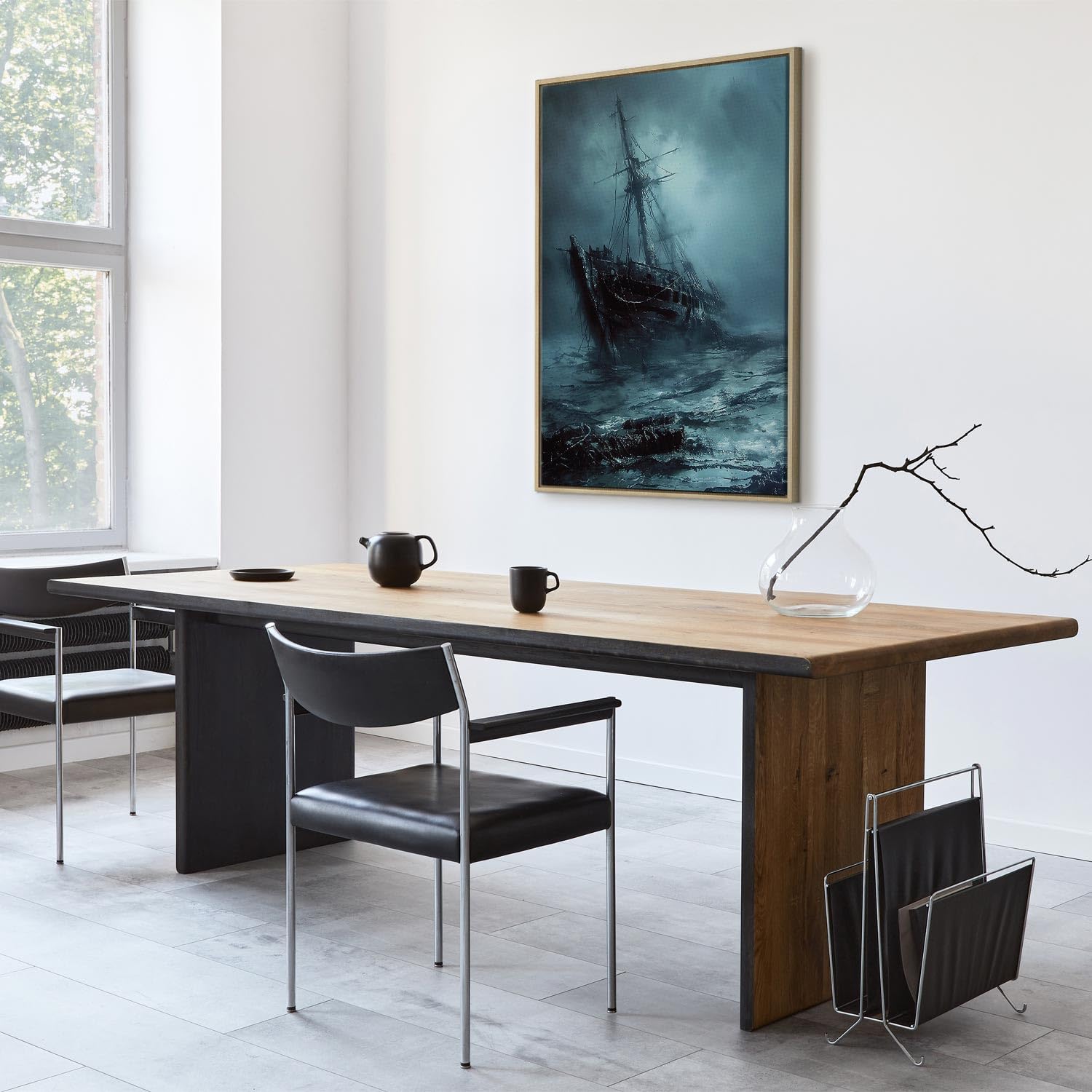 murando - Quadro Fonoassorbente Relitto Di Nave Mare Avvolto Nebbia 40x60 cm 1 Pezzo - Quadri Acustici XXL Grandi - Pannelli Fonoassorbenti Decorativi - Decorazione da Parete Soggiorno n-H-10030-b-a