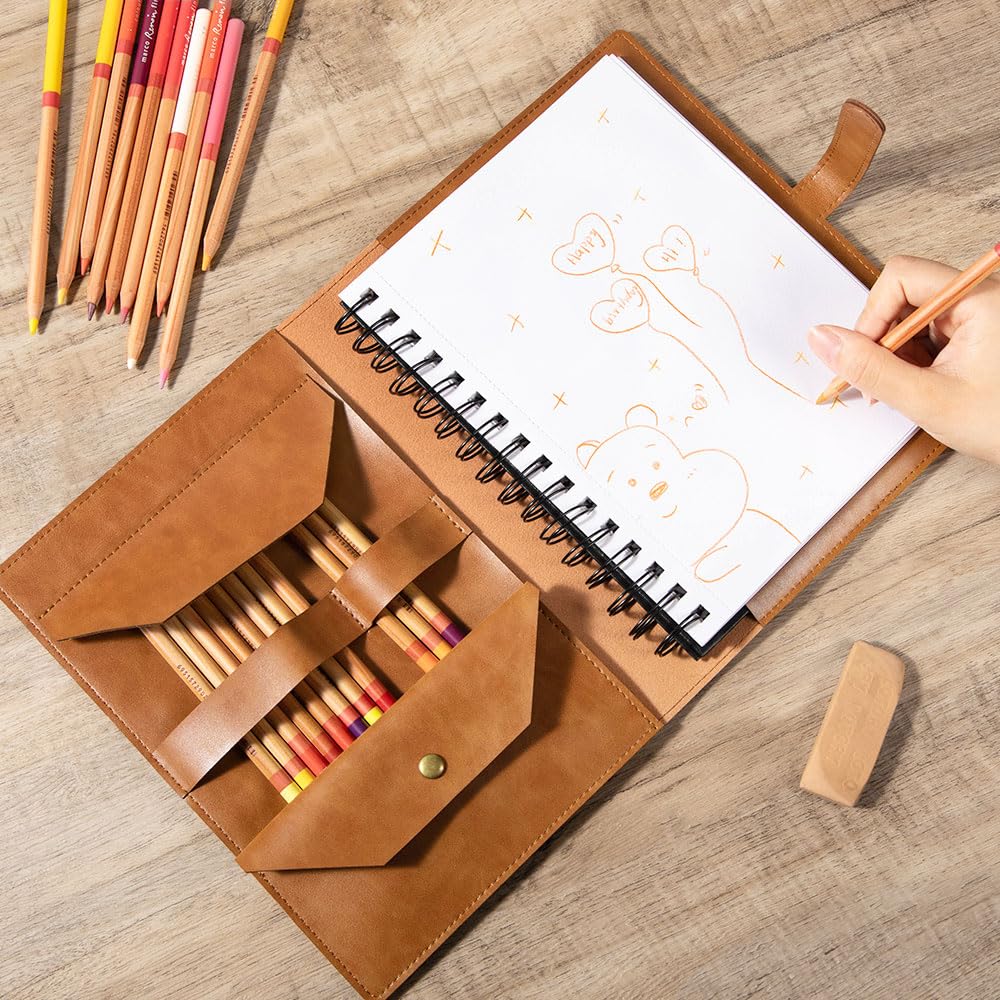 Personalized Name Leather Sketchbook Cover Large for A5 Handmade Artists Gifts Sketch Pad Cover | Sketch Book Cover Personalized Gift for Painter Leather Journal Notebook Cover Art Tools Case Cover