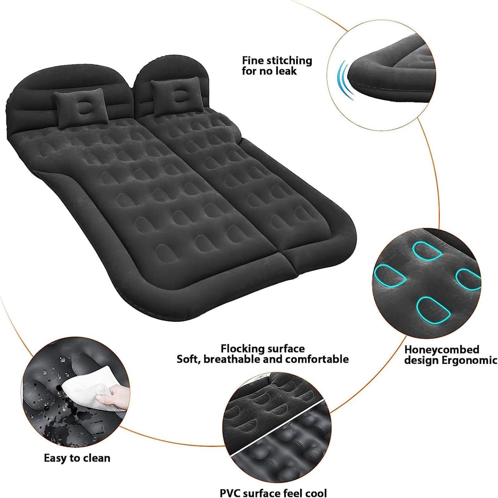 Materasso Gonfiabile Auto, per Ford KA+ 2015-2022 Letto SUV Portatile Ergonomico PVC Viaggio Campeggio Supporto Lombare Riposo Esterno
