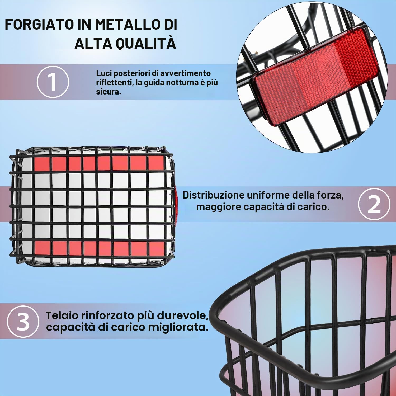Cestino posteriore capiente per portapacchi di biciclette elettriche | Cestino per la spesa 38 x 31 x 26 cm, con copertura impermeabile e rete portabagagli, struttura in metallo rinforzato