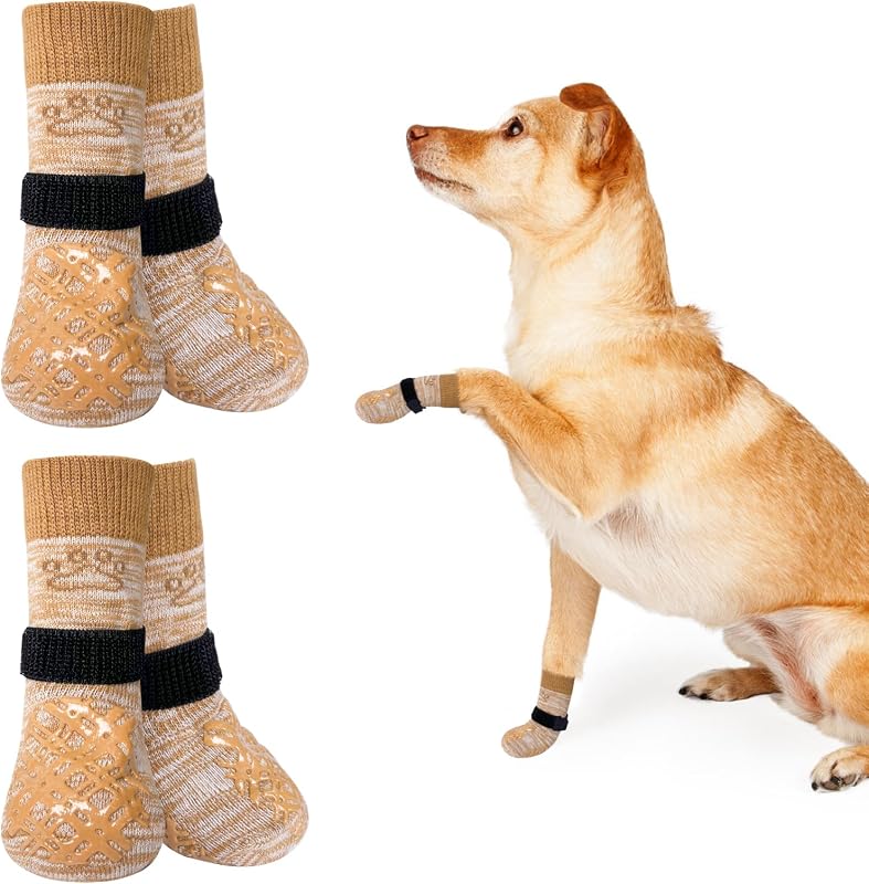 Botas Meias Antiderrapantes para Cães BEAUTYZOO, Tamanho Small, Pacote com 4