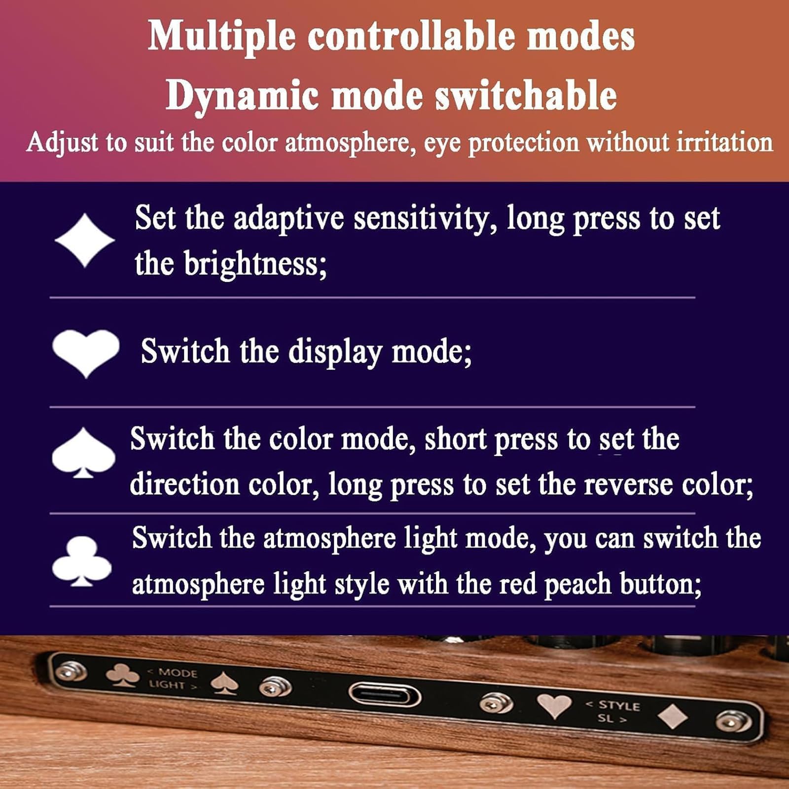 Wyświetlacz analizatora widma audio, lampa RGB Sound Pickup Spectrum, 7 wstępnie ustawionych trybów, regulowane światło spektrum muzyki, z rurką Nixie, przetwornikiem MIC, do dekoracji USB