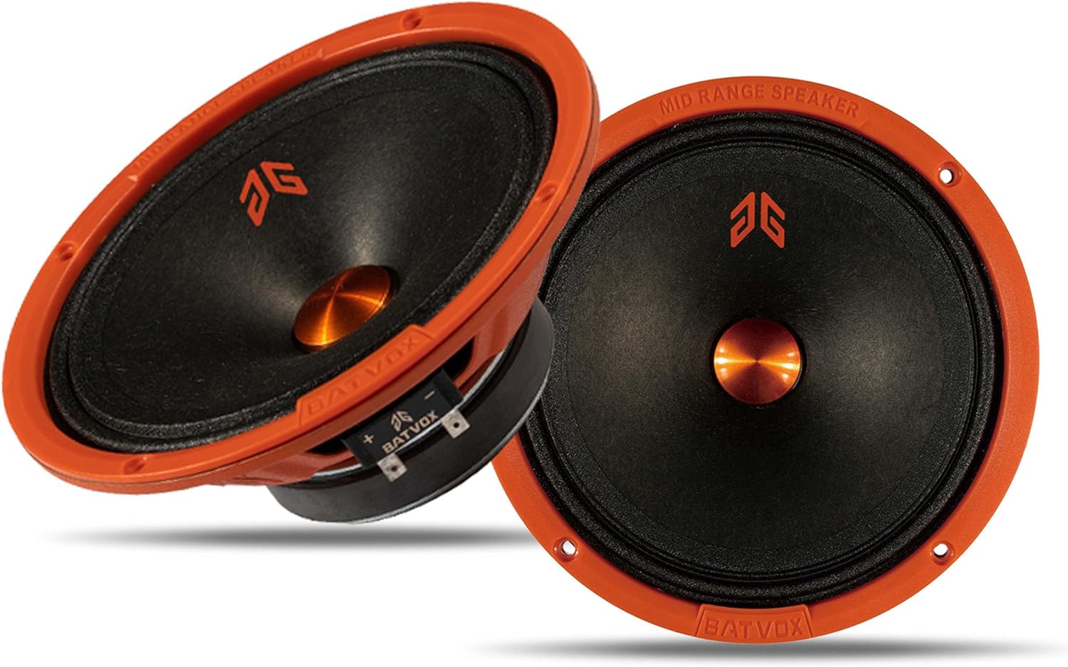 MX80P1 Midrange Loudspeaker 8" Orange Dust Cap, 480W Max, 4 Ohms, Premium Quality Audio Door Speakers for Car or Truck Stereo Sound System, Orange (2 Speaker)