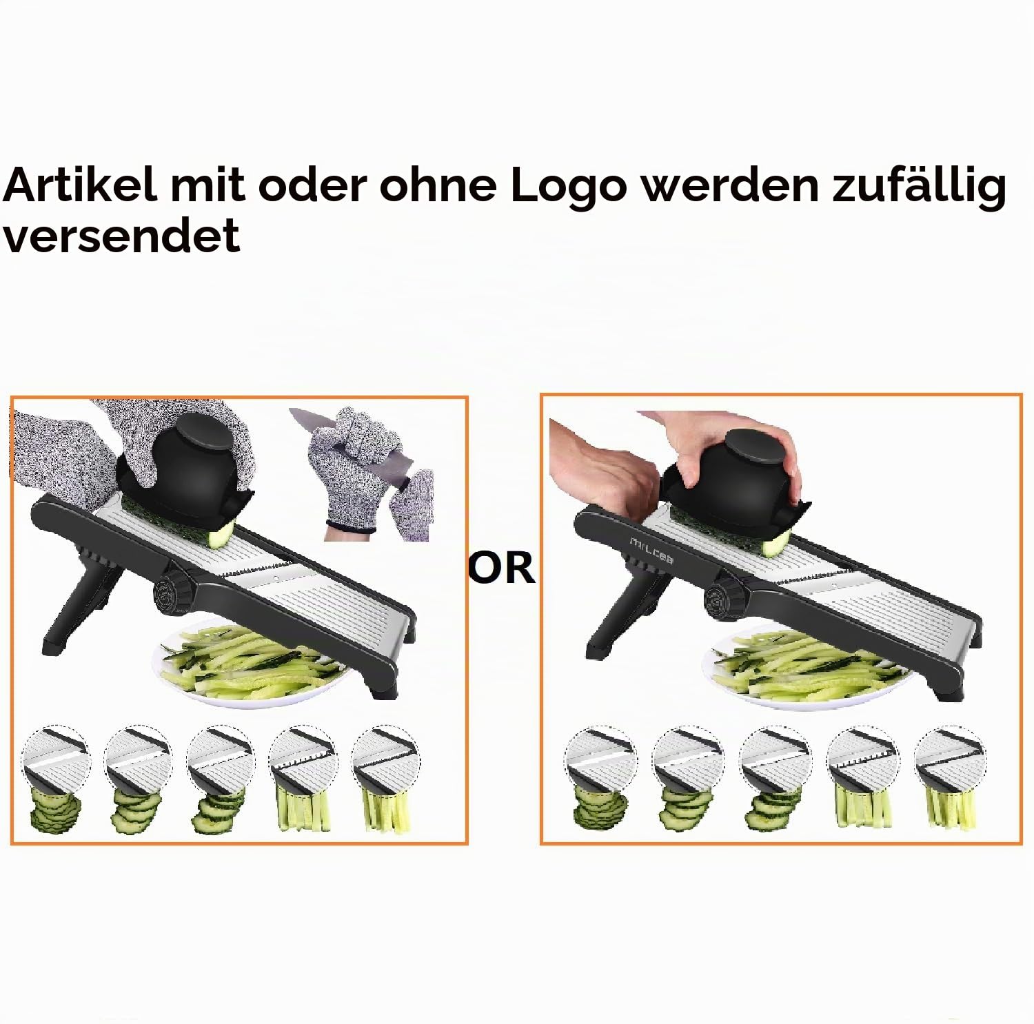 MILcea Gemüsehobel Mandolinenschneider, Multifunktion Edelstahl Gurkenhobel, Verstellbar Kartoffelreibe Küchenreibe Gemüsereibe, Schwarz