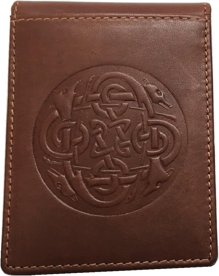 Biddy Murphy Celtic Money Clip & Bifold Wallet, Embossed Eternity Knot Design Real 100% Leather Made in Ireland