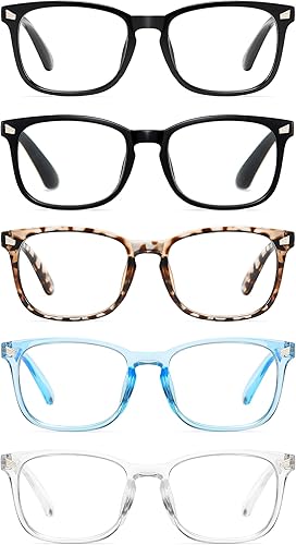 CCVOO Paquete de 5 lentes de lectura con bloqueo de luz azul para mujereshombres, antirrayos UV y deslumbramiento, lentes de moda con bisagra de disponible en Yaxa El Salvador
